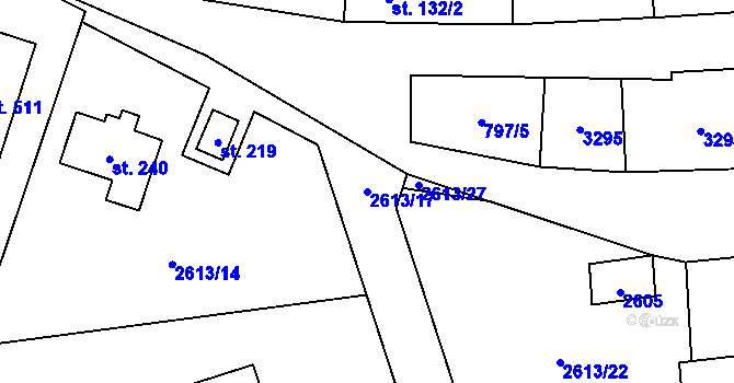 Parcela st. 2613/17 v KÚ Pravice, Katastrální mapa