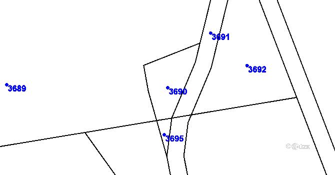 Parcela st. 3690 v KÚ Pravice, Katastrální mapa
