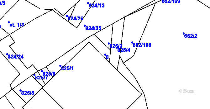 Parcela st. 8 v KÚ Pravíkov, Katastrální mapa