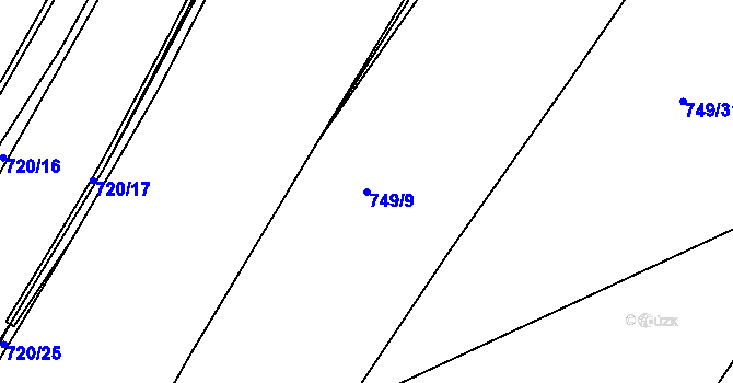 Parcela st. 749/9 v KÚ Pravíkov, Katastrální mapa
