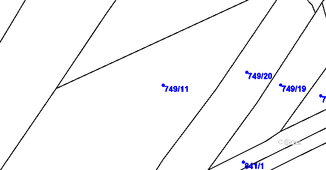 Parcela st. 749/11 v KÚ Pravíkov, Katastrální mapa
