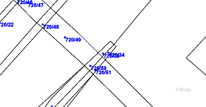 Parcela st. 720/33 v KÚ Pravíkov, Katastrální mapa