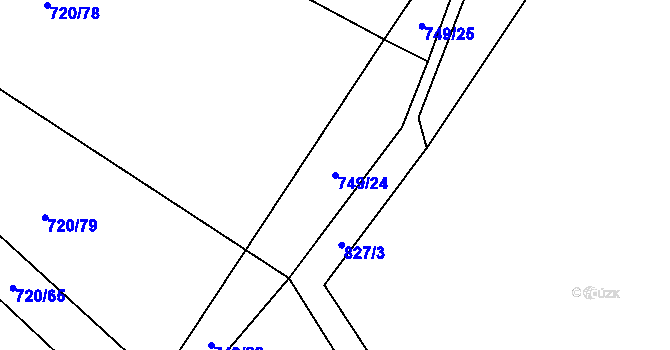 Parcela st. 749/24 v KÚ Pravíkov, Katastrální mapa
