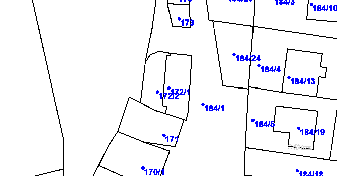 Parcela st. 172/1 v KÚ Pravlov, Katastrální mapa