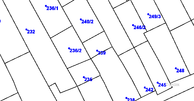 Parcela st. 239 v KÚ Pravlov, Katastrální mapa