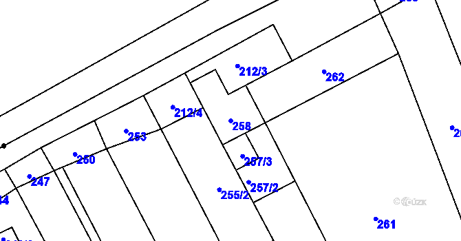 Parcela st. 258 v KÚ Pravlov, Katastrální mapa