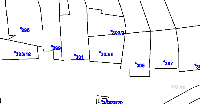 Parcela st. 303/1 v KÚ Pravlov, Katastrální mapa