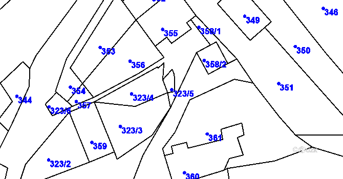 Parcela st. 323/5 v KÚ Pravlov, Katastrální mapa