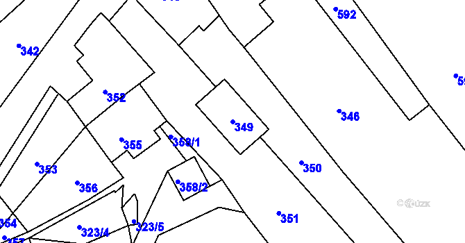 Parcela st. 349 v KÚ Pravlov, Katastrální mapa