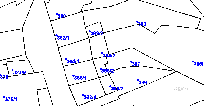 Parcela st. 364/2 v KÚ Pravlov, Katastrální mapa
