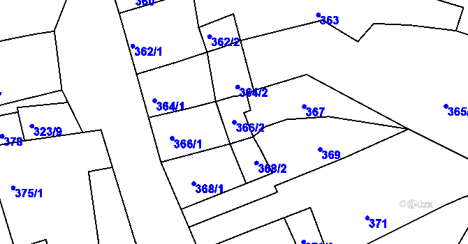 Parcela st. 366/2 v KÚ Pravlov, Katastrální mapa