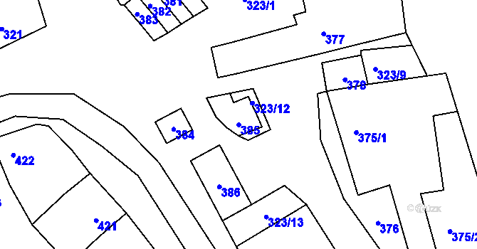 Parcela st. 385 v KÚ Pravlov, Katastrální mapa