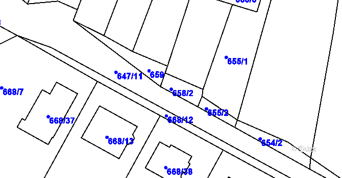 Parcela st. 658/2 v KÚ Pravlov, Katastrální mapa
