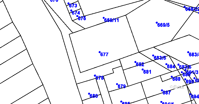 Parcela st. 677 v KÚ Pravlov, Katastrální mapa