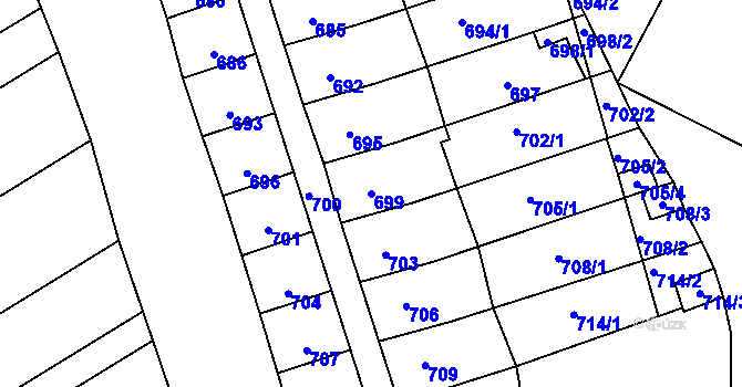 Parcela st. 699 v KÚ Pravlov, Katastrální mapa