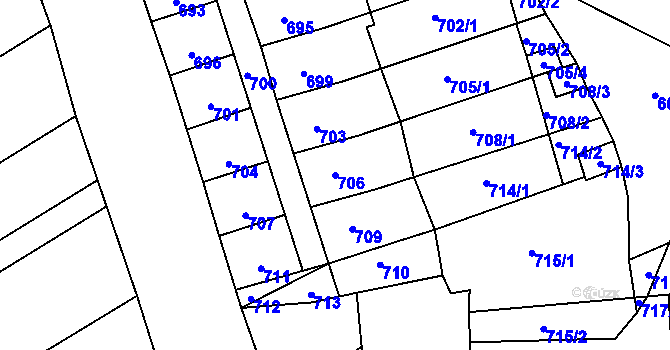 Parcela st. 706 v KÚ Pravlov, Katastrální mapa