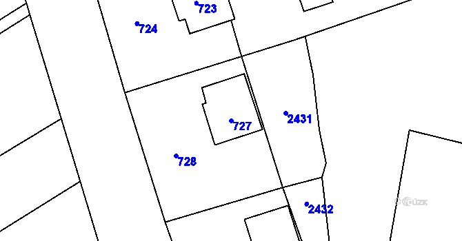Parcela st. 727 v KÚ Pravlov, Katastrální mapa