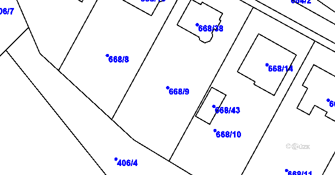 Parcela st. 668/9 v KÚ Pravlov, Katastrální mapa
