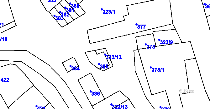 Parcela st. 323/12 v KÚ Pravlov, Katastrální mapa
