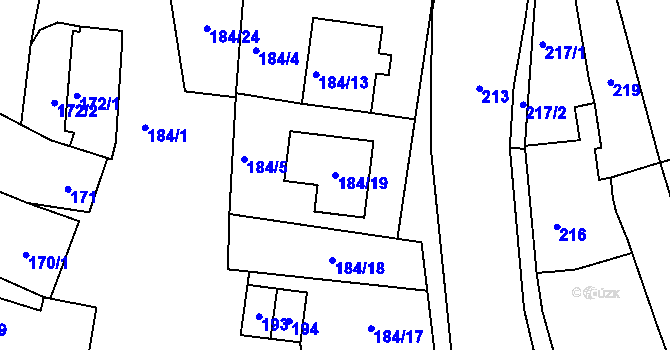Parcela st. 184/19 v KÚ Pravlov, Katastrální mapa