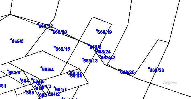 Parcela st. 668/24 v KÚ Pravlov, Katastrální mapa