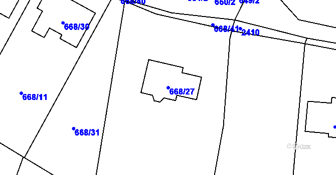 Parcela st. 668/27 v KÚ Pravlov, Katastrální mapa
