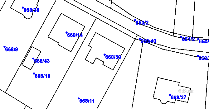 Parcela st. 668/30 v KÚ Pravlov, Katastrální mapa