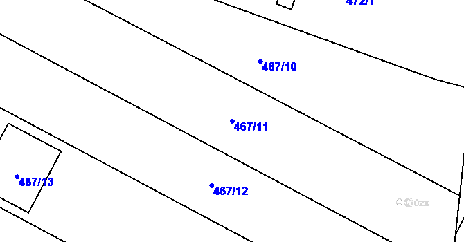 Parcela st. 467/11 v KÚ Pravlov, Katastrální mapa