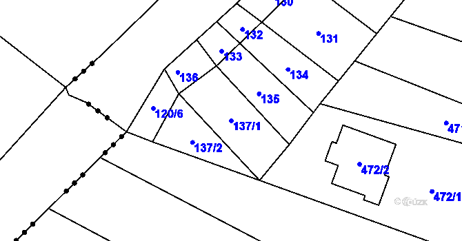 Parcela st. 137/1 v KÚ Pravlov, Katastrální mapa