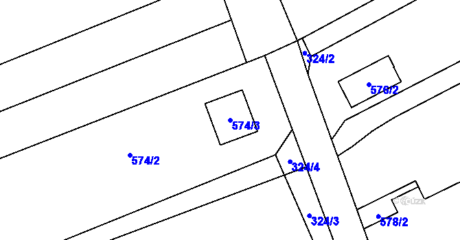 Parcela st. 574/3 v KÚ Pravlov, Katastrální mapa