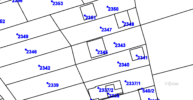 Parcela st. 2345 v KÚ Pravlov, Katastrální mapa