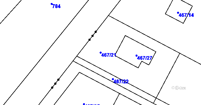 Parcela st. 467/21 v KÚ Pravlov, Katastrální mapa