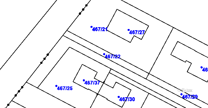 Parcela st. 467/22 v KÚ Pravlov, Katastrální mapa