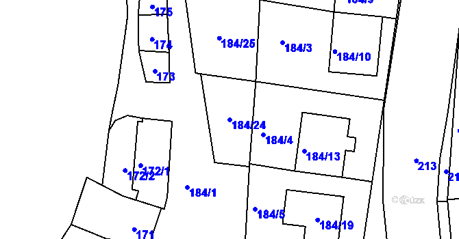 Parcela st. 184/24 v KÚ Pravlov, Katastrální mapa