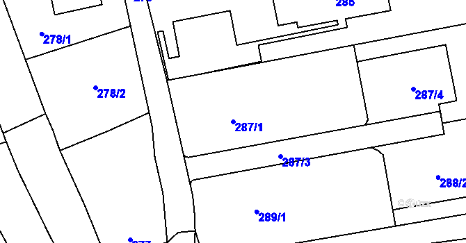 Parcela st. 287/1 v KÚ Pravlov, Katastrální mapa
