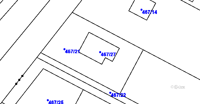 Parcela st. 467/27 v KÚ Pravlov, Katastrální mapa