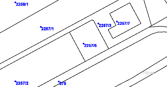 Parcela st. 2257/6 v KÚ Pravlov, Katastrální mapa