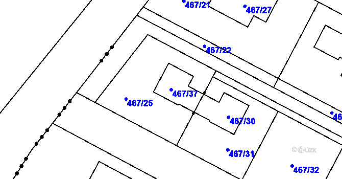 Parcela st. 467/37 v KÚ Pravlov, Katastrální mapa
