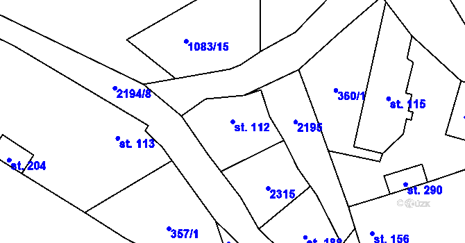Parcela st. 112 v KÚ Pravonín, Katastrální mapa