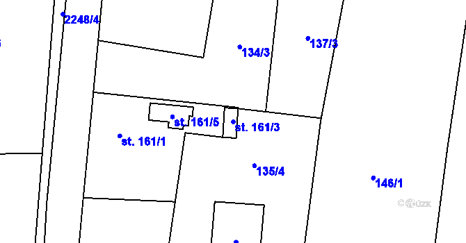Parcela st. 161/3 v KÚ Pravonín, Katastrální mapa