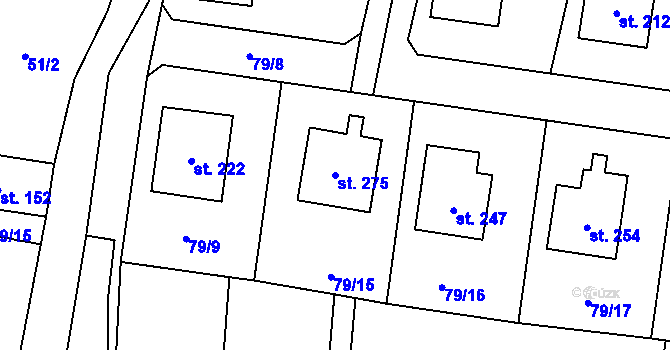 Parcela st. 275 v KÚ Pravonín, Katastrální mapa