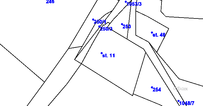 Parcela st. 11 v KÚ Tisek, Katastrální mapa