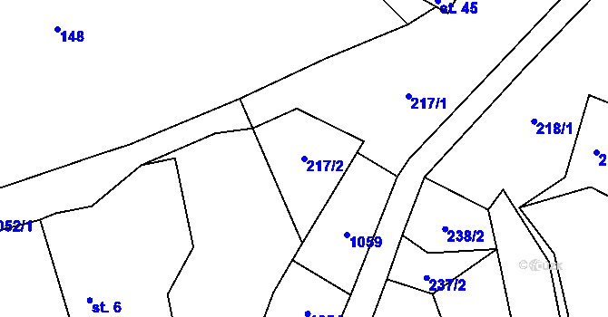 Parcela st. 217/2 v KÚ Tisek, Katastrální mapa