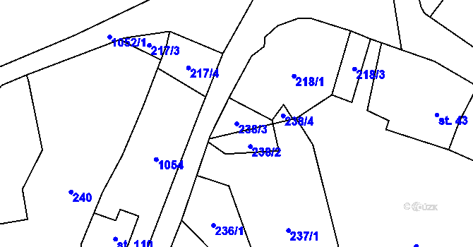 Parcela st. 238/3 v KÚ Tisek, Katastrální mapa