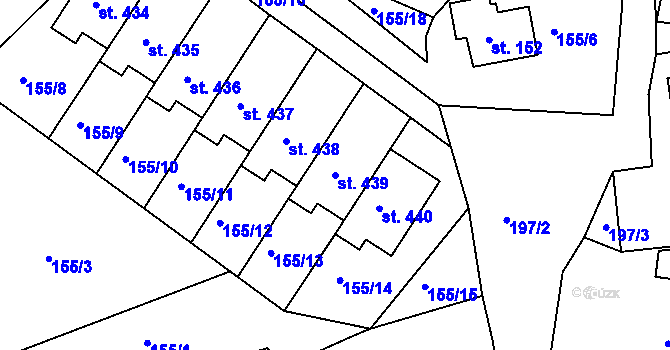 Parcela st. 439 v KÚ Pražmo, Katastrální mapa