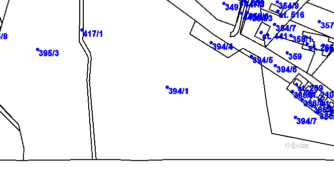 Parcela st. 394/1 v KÚ Pražmo, Katastrální mapa
