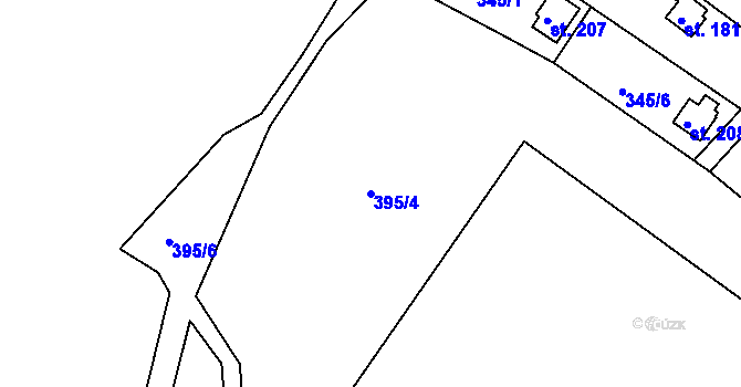 Parcela st. 395/4 v KÚ Pražmo, Katastrální mapa