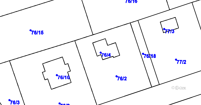 Parcela st. 76/4 v KÚ Prchalov, Katastrální mapa