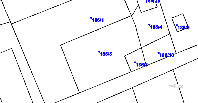 Parcela st. 185/3 v KÚ Prchalov, Katastrální mapa