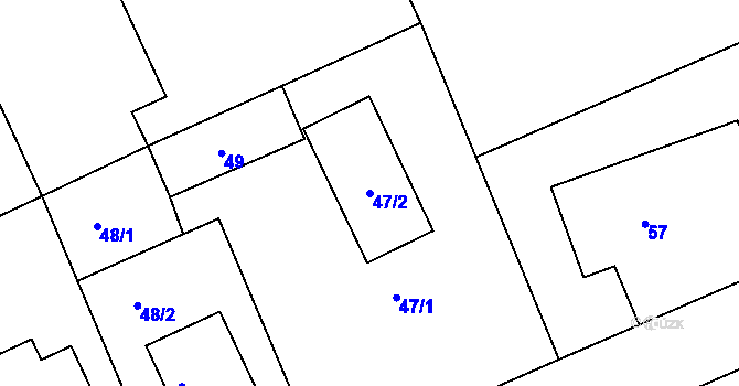 Parcela st. 47/2 v KÚ Prchalov, Katastrální mapa